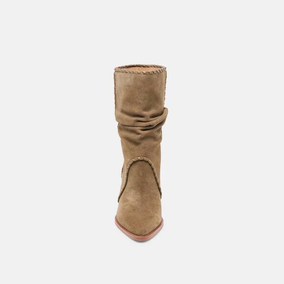 NEW DOLCE VITA women's julith block heel boots in olive suede - Picture 5 of 7
